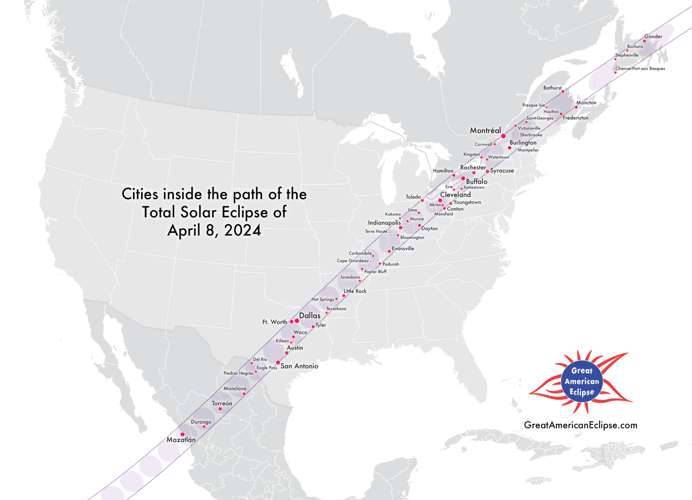 April 8, 2024 Solar Eclipse path